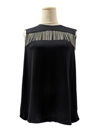 Black Sleeveless Top With Embellishment In The Front And Back