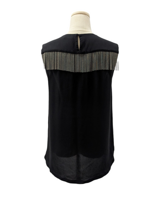 Black Sleeveless Top With Embellishment In The Front And Back