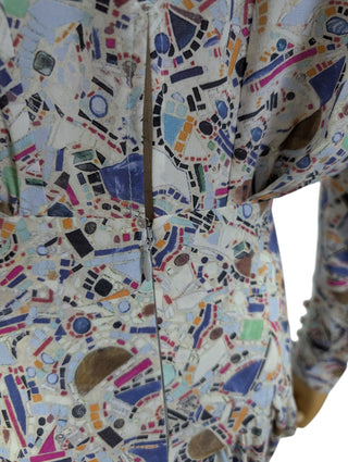 Floral Print Long Sleeves Dress With Draping End