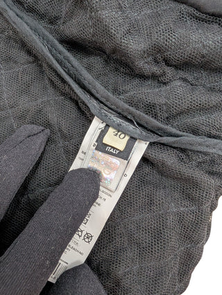 Black Quilted Leather Jacket With Raw Lace Trimmings