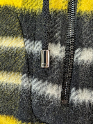 Yellow Tartan Cape With Half-Zip Fringe Hem