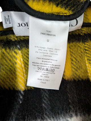 Yellow Tartan Cape With Half-Zip Fringe Hem