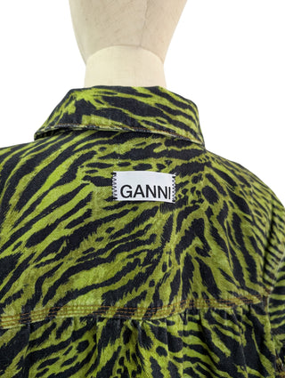 Lime Green Tiger Print Denim Jacket