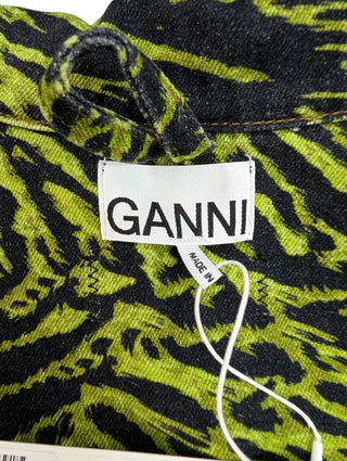 Lime Green Tiger Print Denim Jacket