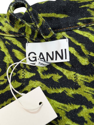 Lime Green Tiger Print Denim Jacket