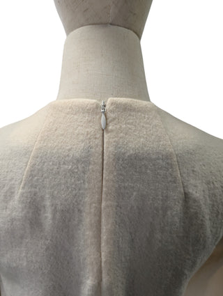 Beige Wool Top With Navy Sheer Lace Layering