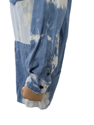 Denim Tie-Dyed Print Short Jumpsuit