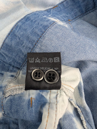 Denim Tie-Dyed Print Short Jumpsuit