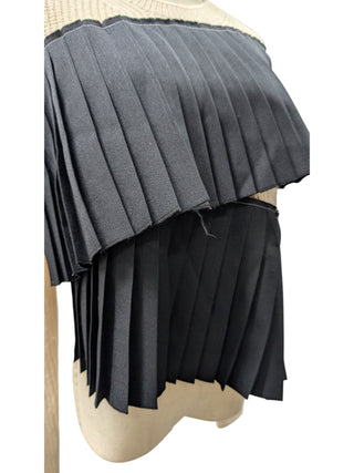 Beige Wool Top With Black Pleats