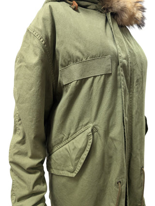 Green Hooded Parka With Multi-Color Full Fur Lining