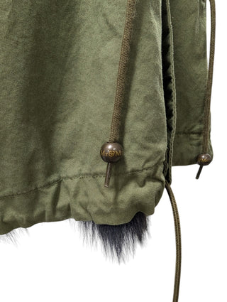 Green Hooded Parka With Multi-Color Full Fur Lining