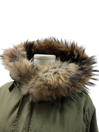 Green Hooded Parka With Multi-Color Full Fur Lining