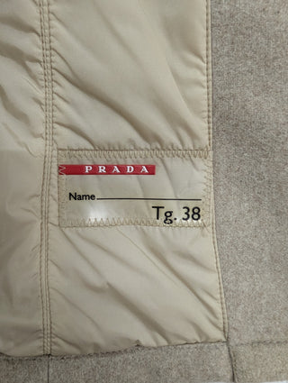 Light Brown Zip Up Wool Jacket With Leather Elbow Padded