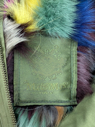 Green Hooded Parka With Multi-Color Full Fur Lining
