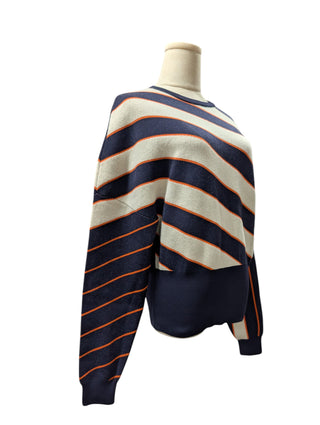 Navy Striped Round Neck Sweater