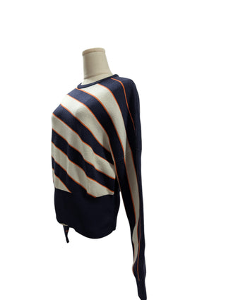 Navy Striped Round Neck Sweater