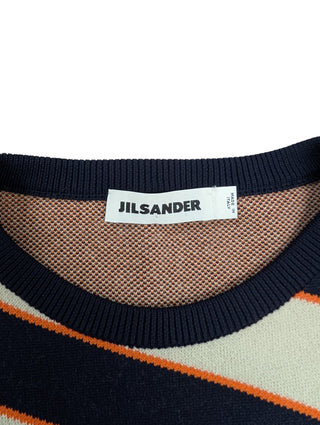 Navy Striped Round Neck Sweater