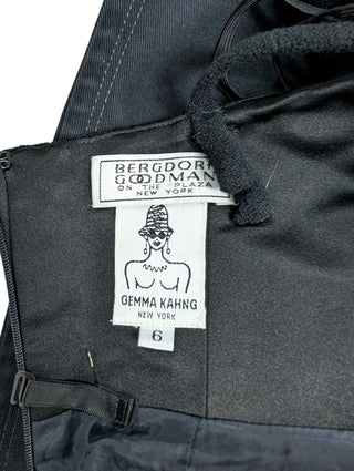 Black Wool Long Dress With Gold Buttons