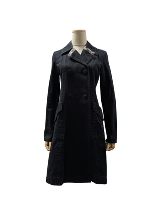 Black Cotton Mid-Length Jacket
