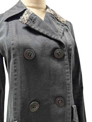 Black Cotton Mid-Length Jacket