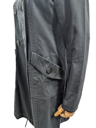 Black Cotton Mid-Length Jacket