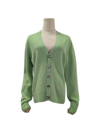 Light Green 5-Button Wool Cardigan