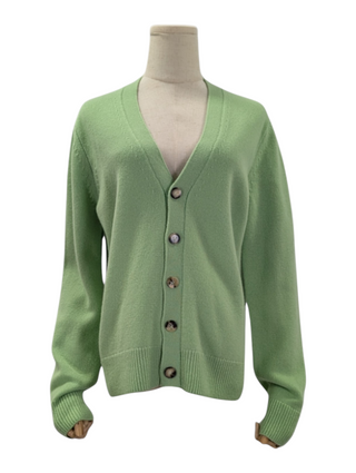 Bottega Veneta Light Green 5-Button Wool Cardigan, front