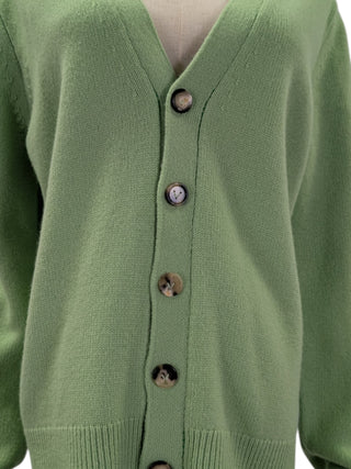 Light Green 5-Button Wool Cardigan