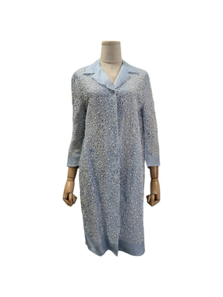 Light Blue Sheer Floral Embroidered Jacket