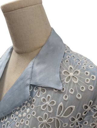 Light Blue Sheer Floral Embroidered Jacket