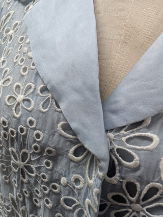 Light Blue Sheer Floral Embroidered Jacket