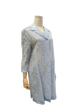 Light Blue Sheer Floral Embroidered Jacket