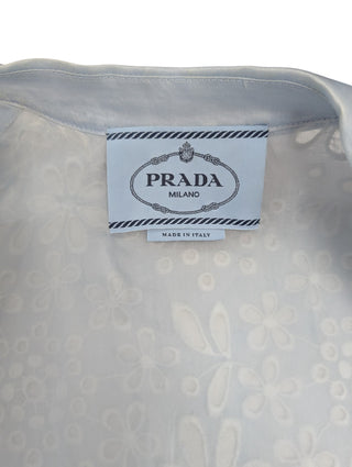 Light Blue Sheer Floral Embroidered Jacket