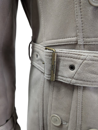 Taupe Shearling Mid-Length Overcoat