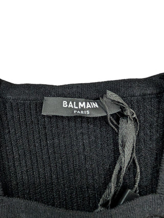 Black Button-Embellished Knitted Top