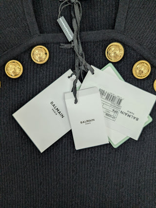 Black Button-Embellished Knitted Top