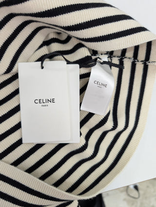 V-Neck Striped Knitted Top With Logo Buttons On Shoulders