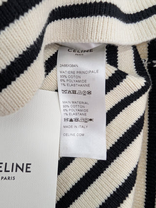 V-Neck Striped Knitted Top With Logo Buttons On Shoulders