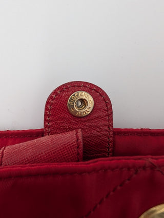 Red Quilted Nylon Chain Shoulder Bag