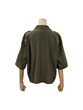 Khaki Short Sleeve Shirt With Logo Buttons