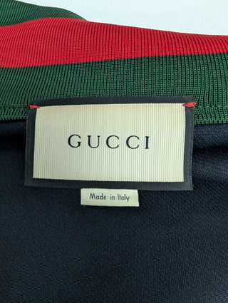 Navy Blue Zip Up Jacket With Signature Gucci Color Trims