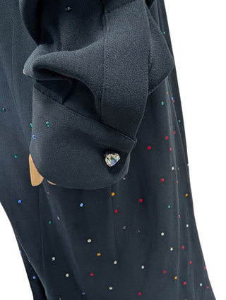 Black Shirt Dress With Multi Color Crystal Embellishments