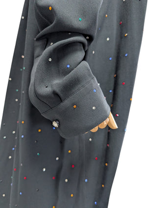 Black Shirt Dress With Multi Color Crystal Embellishments