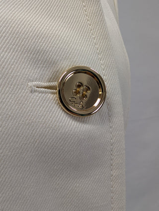 Beige Double Breasted Cropped Jacket With Gold Buttons