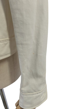 Beige Double Breasted Cropped Jacket With Gold Buttons