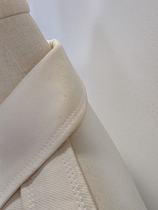 Beige Double Breasted Cropped Jacket With Gold Buttons