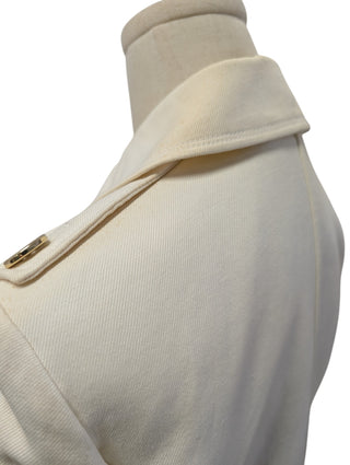 Beige Double Breasted Cropped Jacket With Gold Buttons