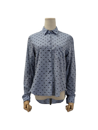 Blue Cotton Shirt With Overall 'Eye' Print