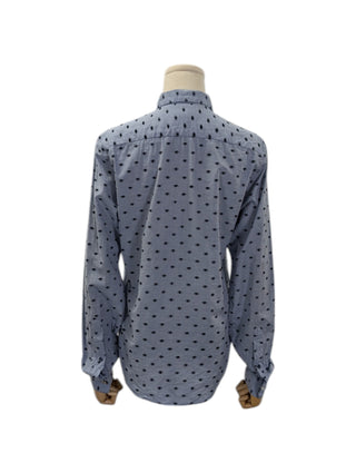 Blue Cotton Shirt With Overall 'Eye' Print