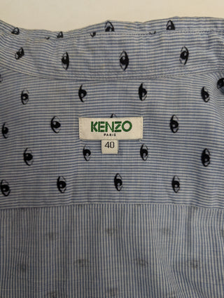 Blue Cotton Shirt With Overall 'Eye' Print